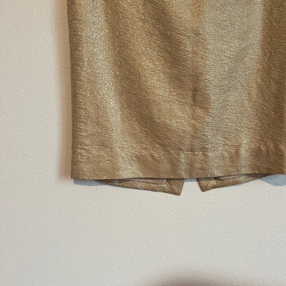 J.Crew Gold Silk Blend Pencil Skirt 0 Retro Glamour Sophisticated Chic Casual - Picture 2 of 5